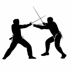 Simple Black Silhouettes of 10 Humans Performing Various Sports on a White Background