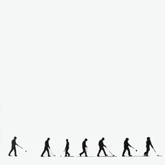 Fototapeta premium Simple Black Silhouettes of 10 Humans Performing Various Sports on a White Background