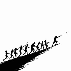 Simple Black Silhouettes of 10 Humans Performing Various Sports on a White Background