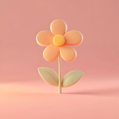 Obraz premium Charming Yellow Flower Sculpture with Pink Gradient Backdrop - Whimsical Art Piece