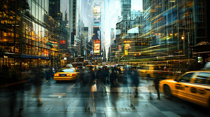 Dynamic urban traffic scene times square cityscape photography busy environment street level view urban life concept