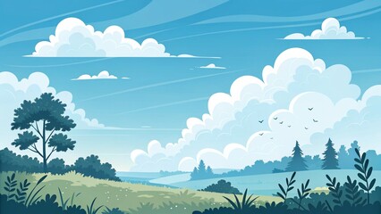 Fototapeta premium Cartoon landscape background