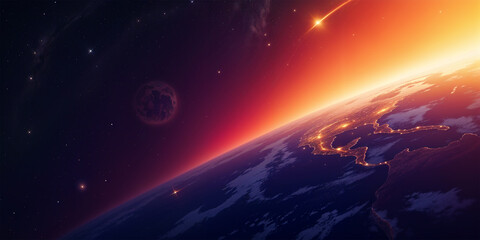 sunrise over the earth space backgrpund 
