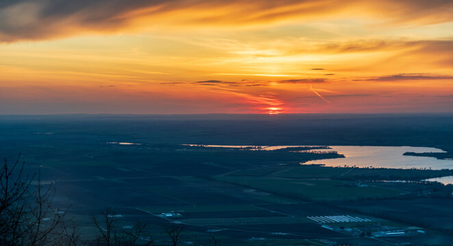 Sunset from Devin hill in Palava mountains in Czech republic