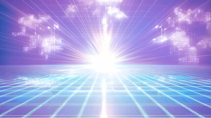 Fototapeta premium Dynamic digital light burst futuristic landscape abstract image surreal environment aerial view brightness concept for seo impact