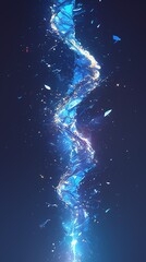 Abstract blue spiral energy flow with particles.