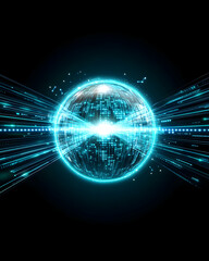 Dynamic digital sphere virtual reality graphic design cyber environment futuristic viewpoint technology concept