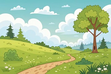 Obraz premium Cartoon landscape background
