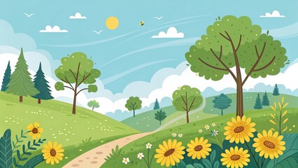 Fototapeta premium Cartoon landscape background