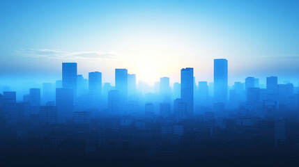 Fototapeta premium Blue cityscape representing business, finance, and urban development. Modern city skyline.