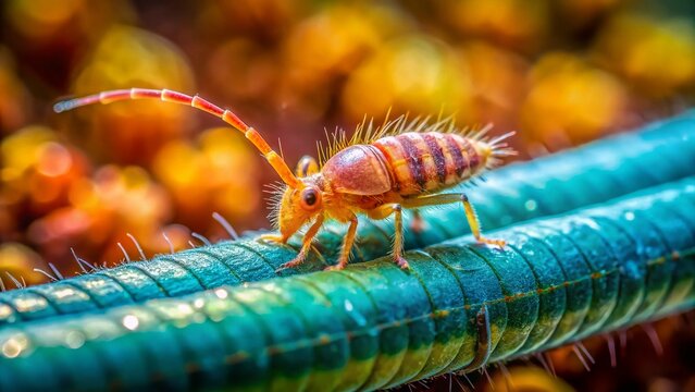 Tiny Marsh Springtail (Isotomurus palustris) on Garden Hose - Macro Photography