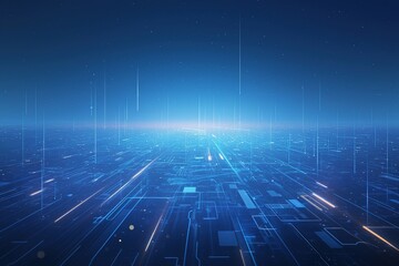 Obraz premium Abstract digital landscape with glowing lines and data streams.