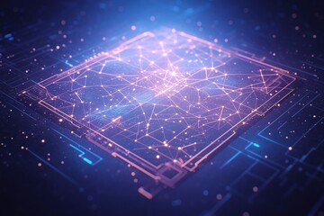 Fototapeta premium Abstract digital network data chip glowing.