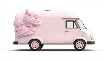 Ice Cream Truck with pink frosting design, Independence Day USA