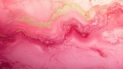 Fototapeta premium Elegant Luxury Marble Abstract Artwork with Swirling Patterns in Rich Pink Shades and Gold Accent for Interior Design and Decor