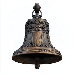 Obraz premium Liberty Bell decorative bronze bell on white background, Independence Day USA