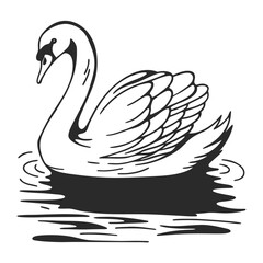 Graceful Swan Illustration
A swan gliding on water, represented in an elegant and abstract line drawing