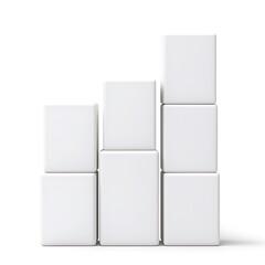 A minimalist arrangement of white blocks forming a rising staircase pattern, symbolizing growth and progress.