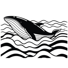 Abstract Whale and Waves
A large whale swimming in ocean waves, created using a flowing, continuous line style