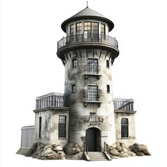 Bastille Prison tower with a vintage design against a white background, Bastille Day