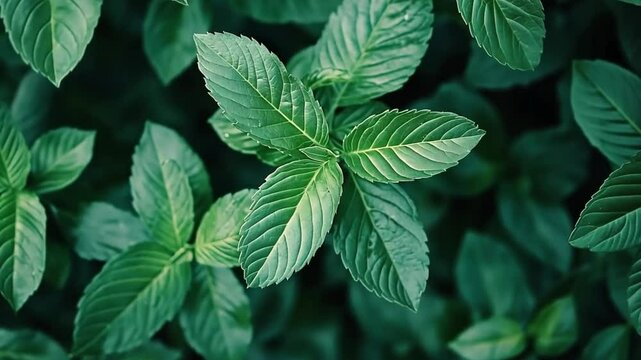 Close up on a healthy mint leaves 