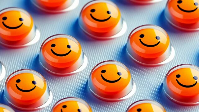 Yellow smiley faces buttons,reflecting joy.Small,cheerful accessories spread positivity.Brightly colored mood-enhancers sunlight.Collection happy-face motifs,close-.Everyday object joyful