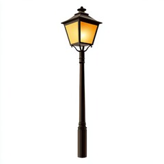 Isolated Street Lamp on White Background, Urban Design, Lighting, Modern Street Furniture, Minimalist Style