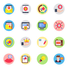 Fototapeta premium Set of Seo and Commerce Flat Icons