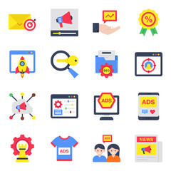 Fototapeta premium Set of Seo and Marketing Flat Icons