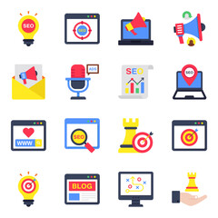 Fototapeta premium Set of Seo and Ad Flat Icons