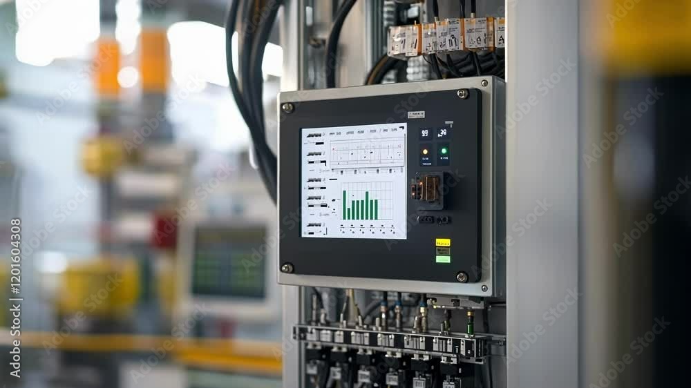 Poster electrical control panel displays real time data, showcasing key performance indicators and operatio