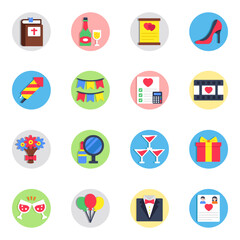 Set of Marriage Flat Icons