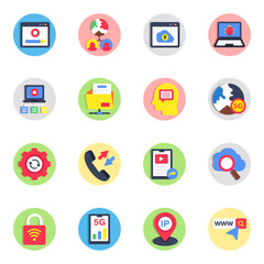 Pack of Internet Network Flat Icon