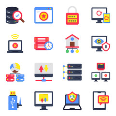 Pack of Server Networking Flat icon