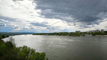 landscape by the Danube river in spring, in Novi Sad