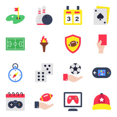 Set of Sports Equipment Flat Icons