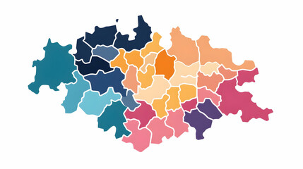 Prague districts map, colorful regions, urban planning, data visualization, infographic