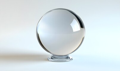 Crystal glass sphere on stand, isolated.