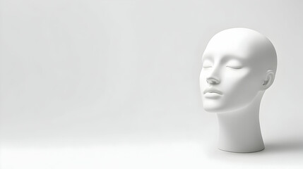 Serene mannequin head, studio shot, minimalist background, ideal for beauty or fashion