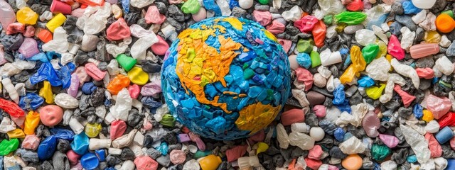 Polluted Earth Covered in Garbage and Plastic Waste, Environmental Crisis, Global Pollution, Climate Change, Sustainability, Eco Awareness