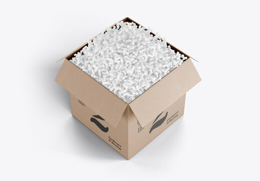 Shipping Box with Foam Mockup