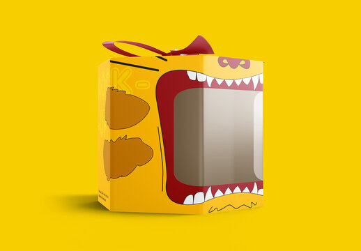 Cardboard Box with Plastic Window Mockup