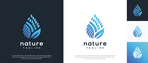 Obraz premium Nature leaf drop logo design. Nature leaf water logo template.