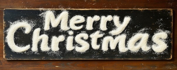 Merry Christmas flour sign wood background holiday greeting