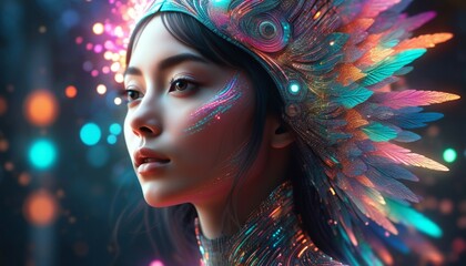 Image of a woman with colorful imagination