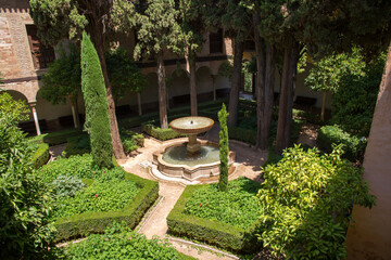 Alhambra gardens located in Granada, Spain.
