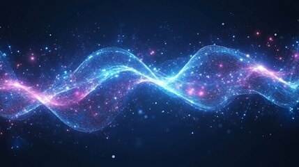Abstract Glowing Wave of Light and Particles in Space