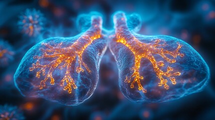 Artistic Cross Section of Lungs Illuminated with Detail