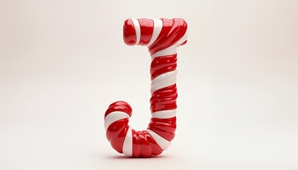 Candy Cane Letter J Christmas Festive Design