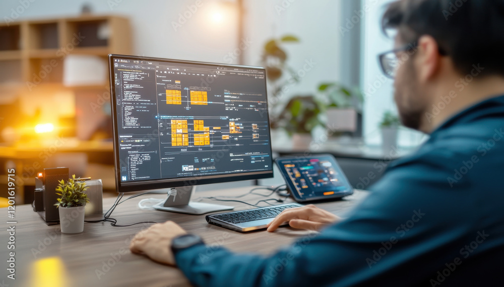 Poster efficient cargo distribution system visualized on computer screens